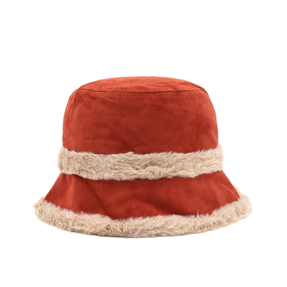 Női téli cloche sapka műszőrmével – vörösnarancs
