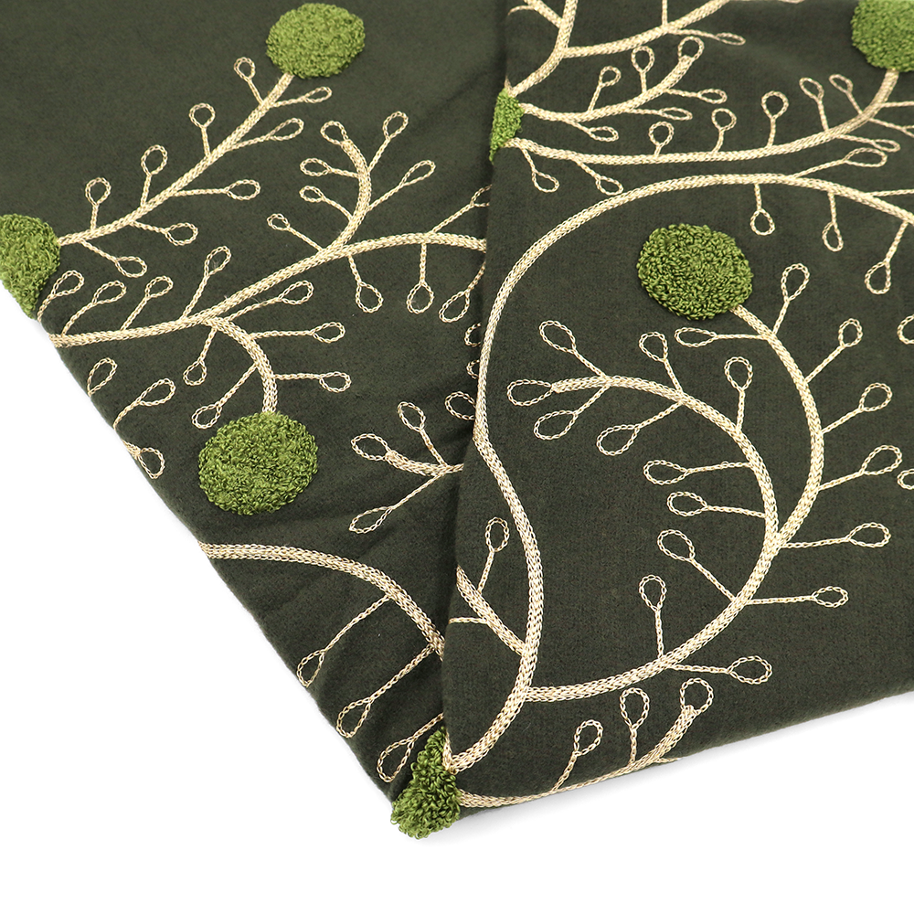 Puha sál domború virághímzéssel – zöld