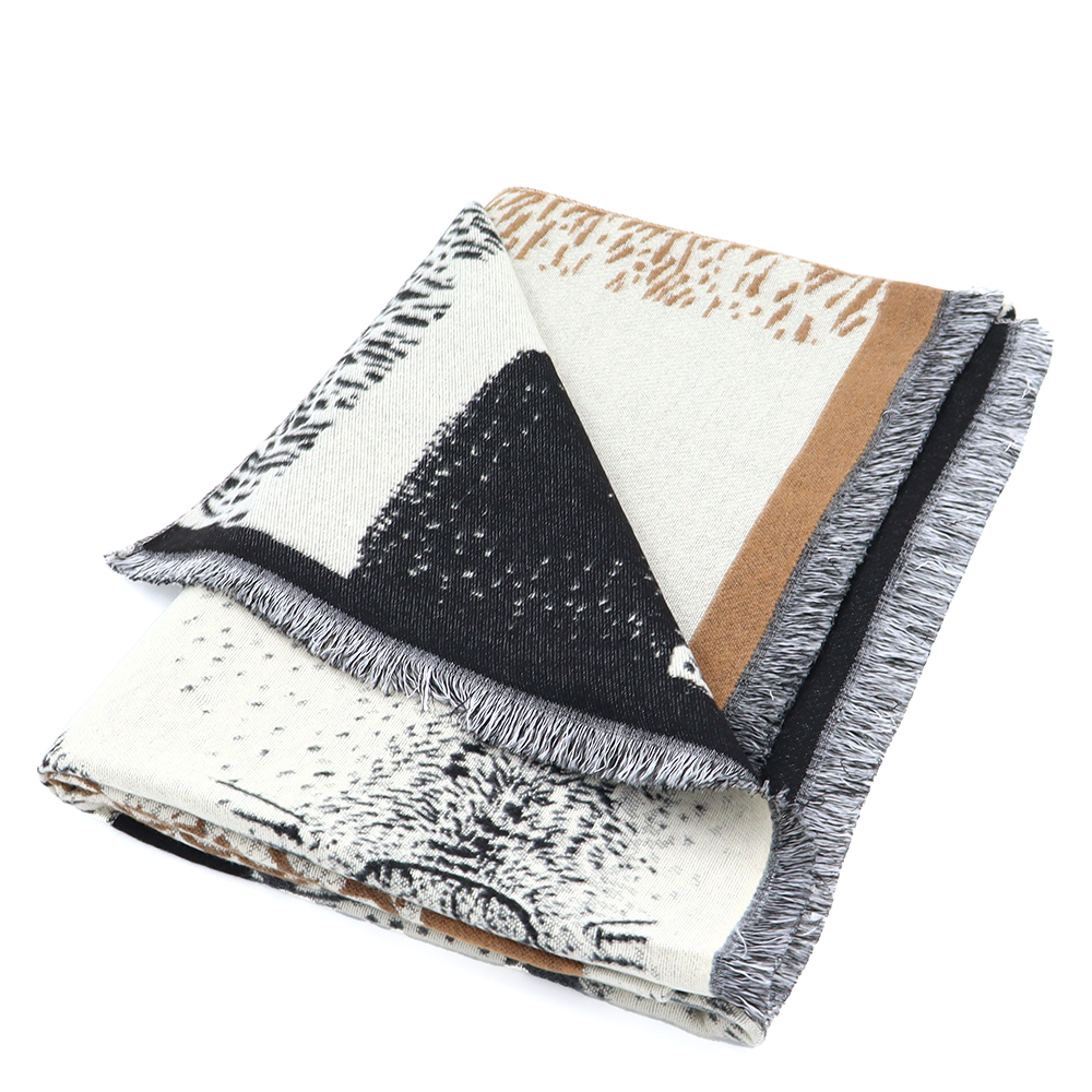 Kétoldalas sál állatmintával – barna/fekete