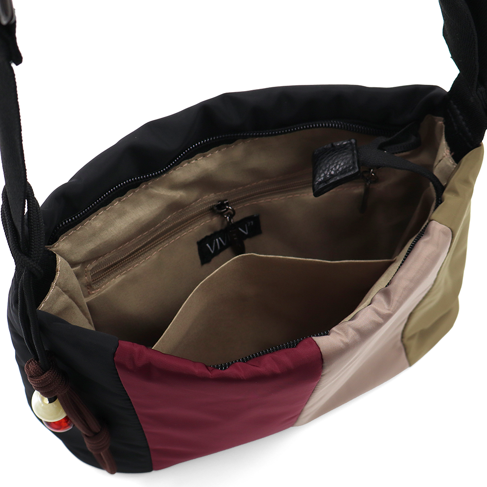 Színes vászontáska vállra – fekete/bordó