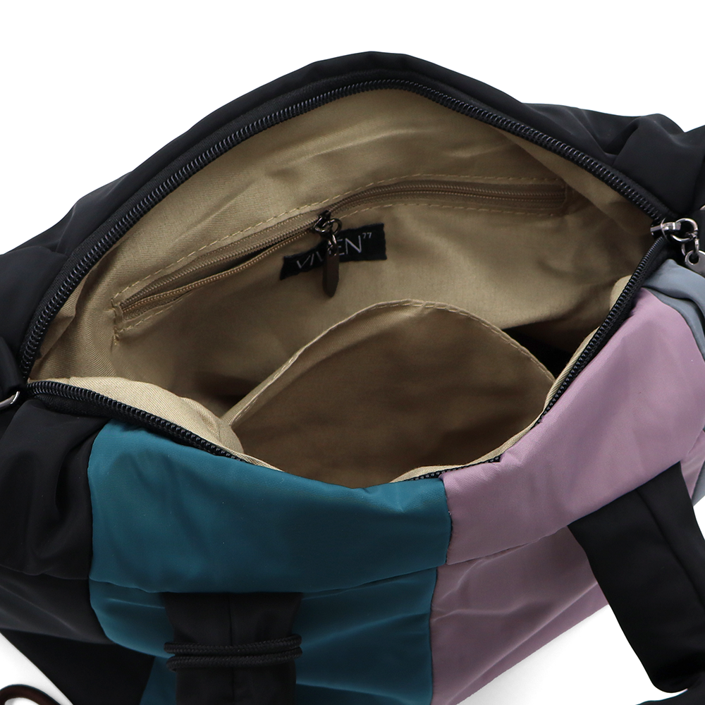 Színes női vászontáska – fekete/kék