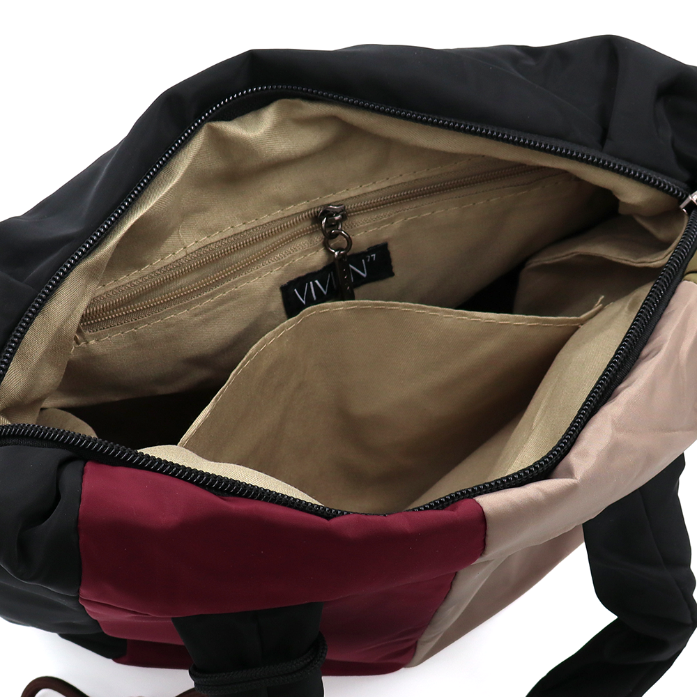 Színes női vászontáska – fekete/bordó