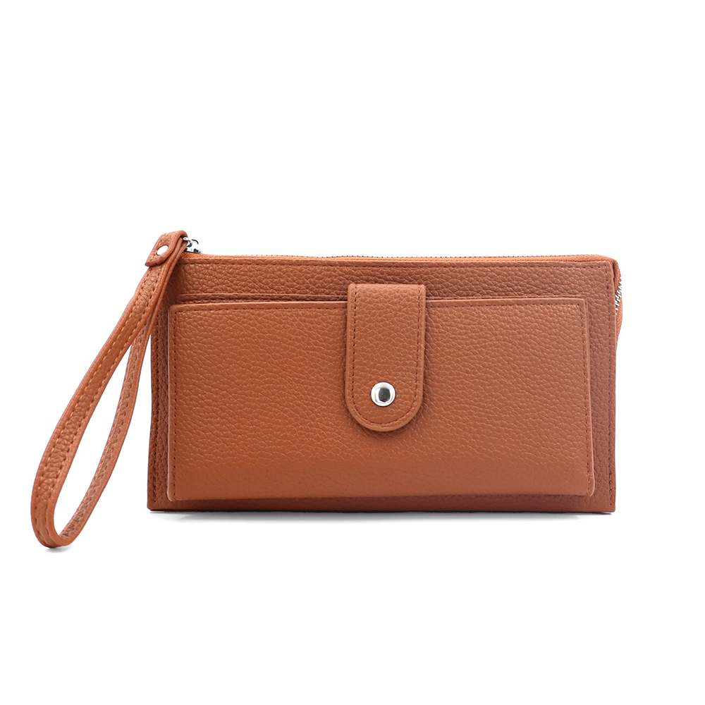 Női pénztárca csuklópánttal – téglabarna