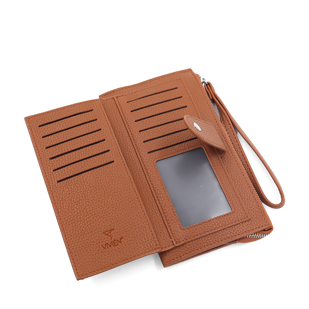 Női pénztárca csuklópánttal – téglabarna