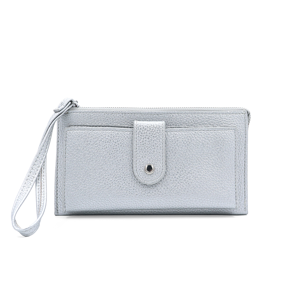 Női pénztárca csuklópánttal – ezüstszínű
