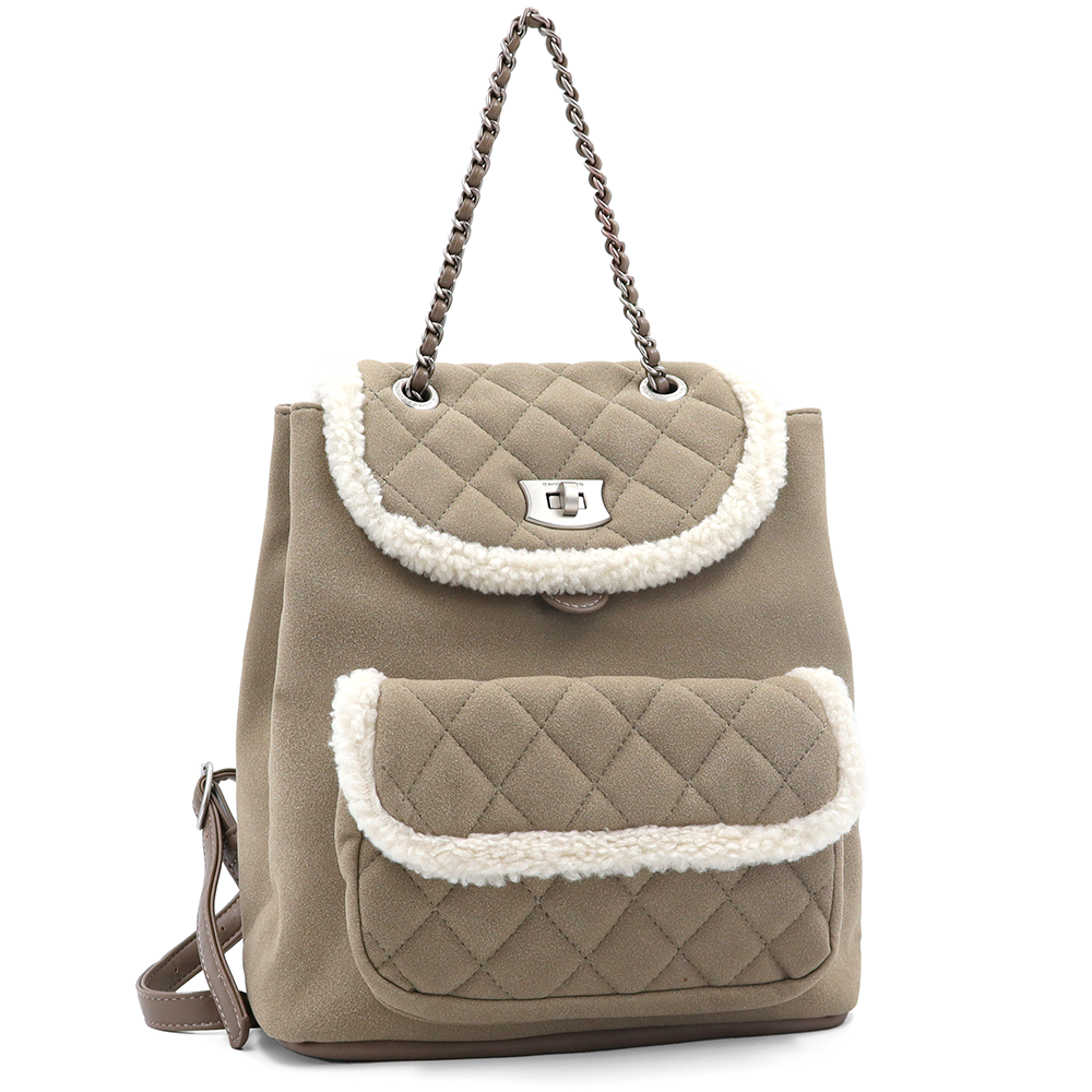 David Jones – 2 az 1-ben hátizsák és táska plüss részletekkel – világosbarna