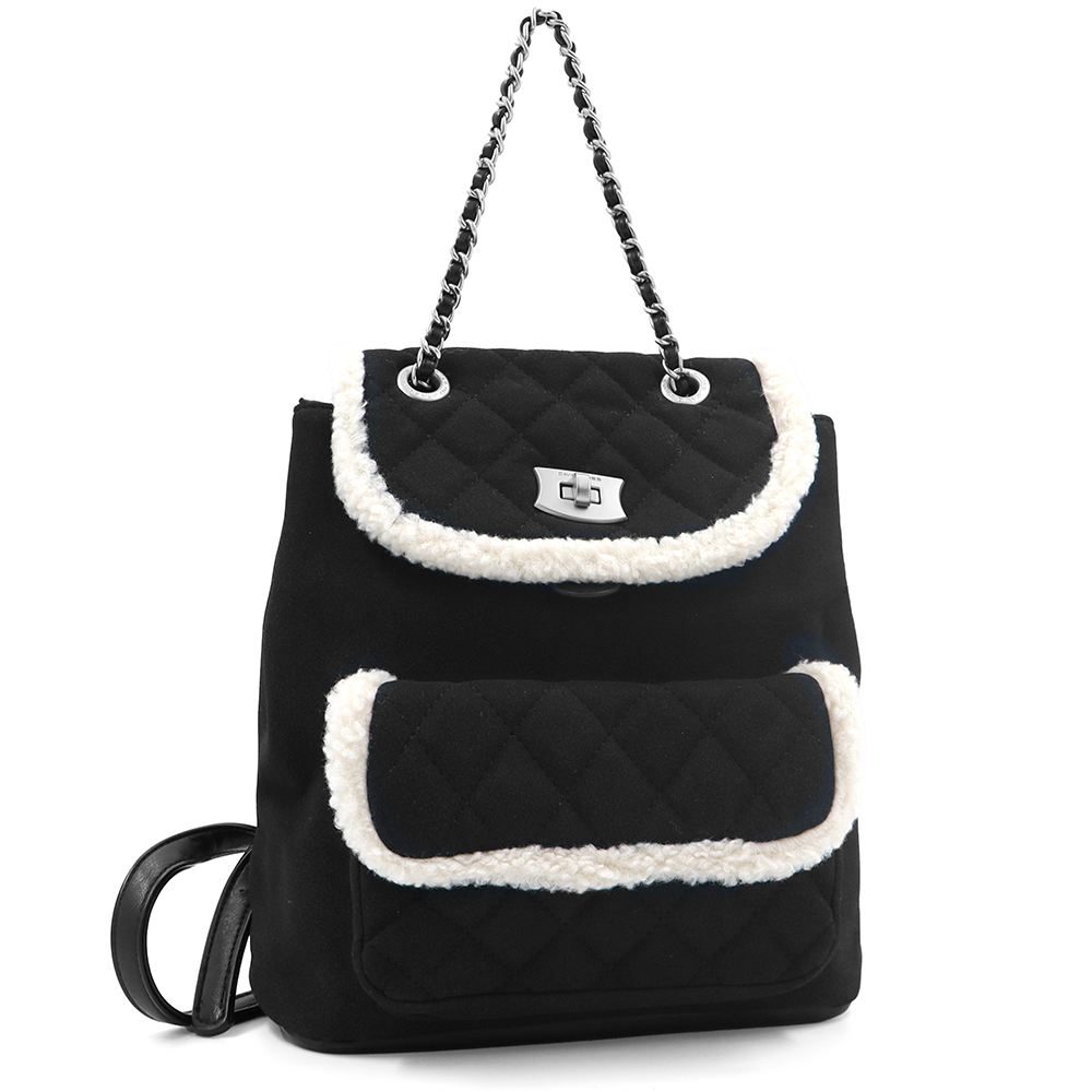 David Jones – 2 az 1-ben hátizsák és táska plüss részletekkel – fekete