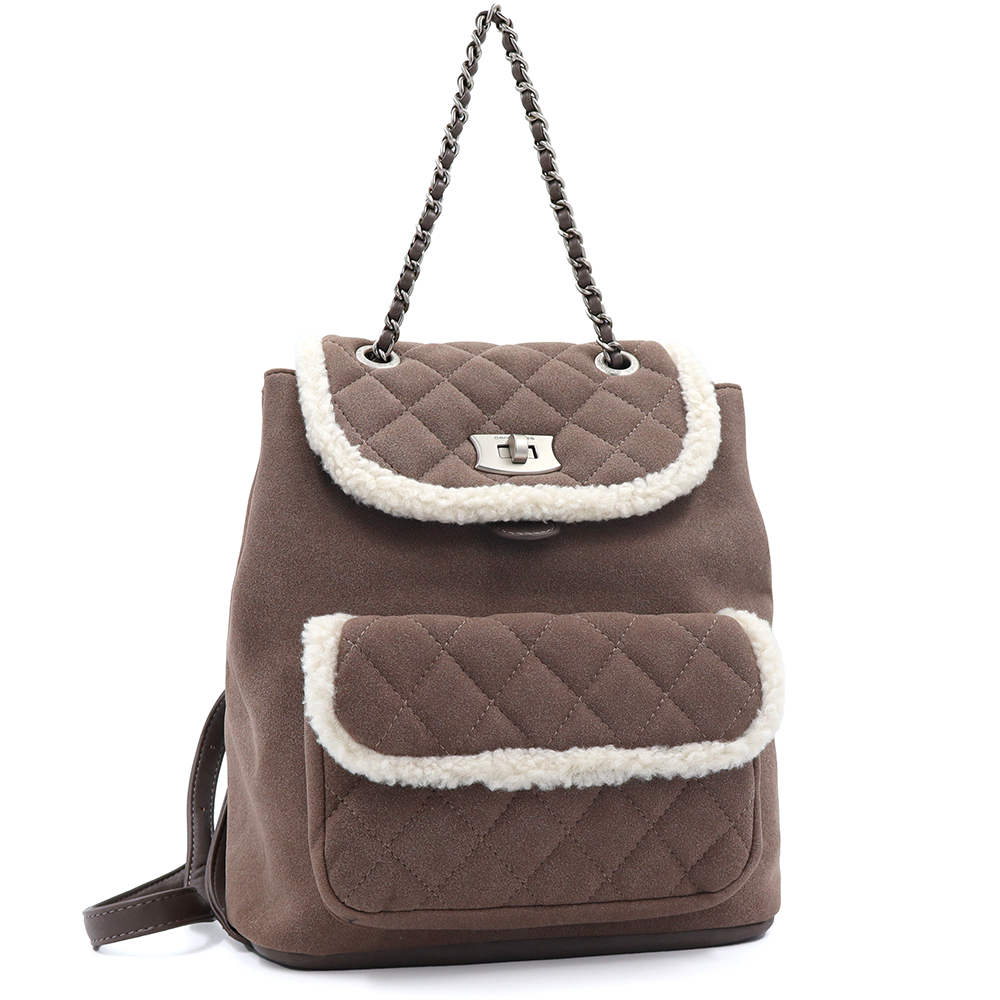 David Jones – 2 az 1-ben hátizsák és táska plüss részletekkel – barna