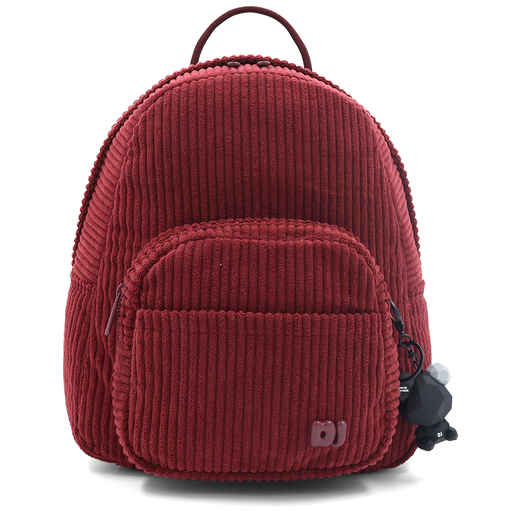 David Jones – Hátizsák kordbársonyból lógó macival – piros