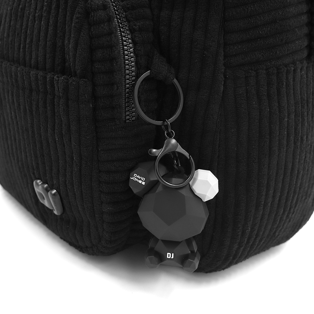 David Jones – Hátizsák kordbársonyból lógó macival – fekete