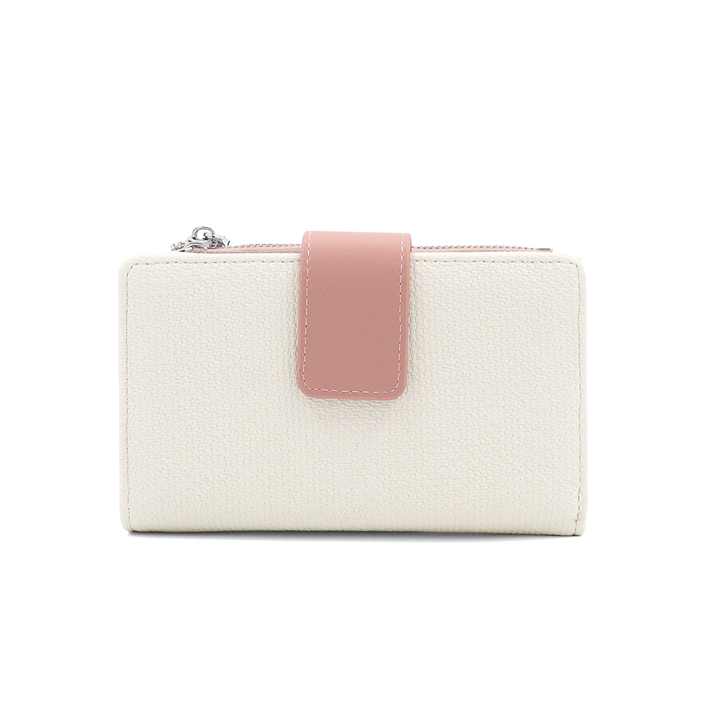 Női pénztárca sok rekesszel – bézs/rózsaszín