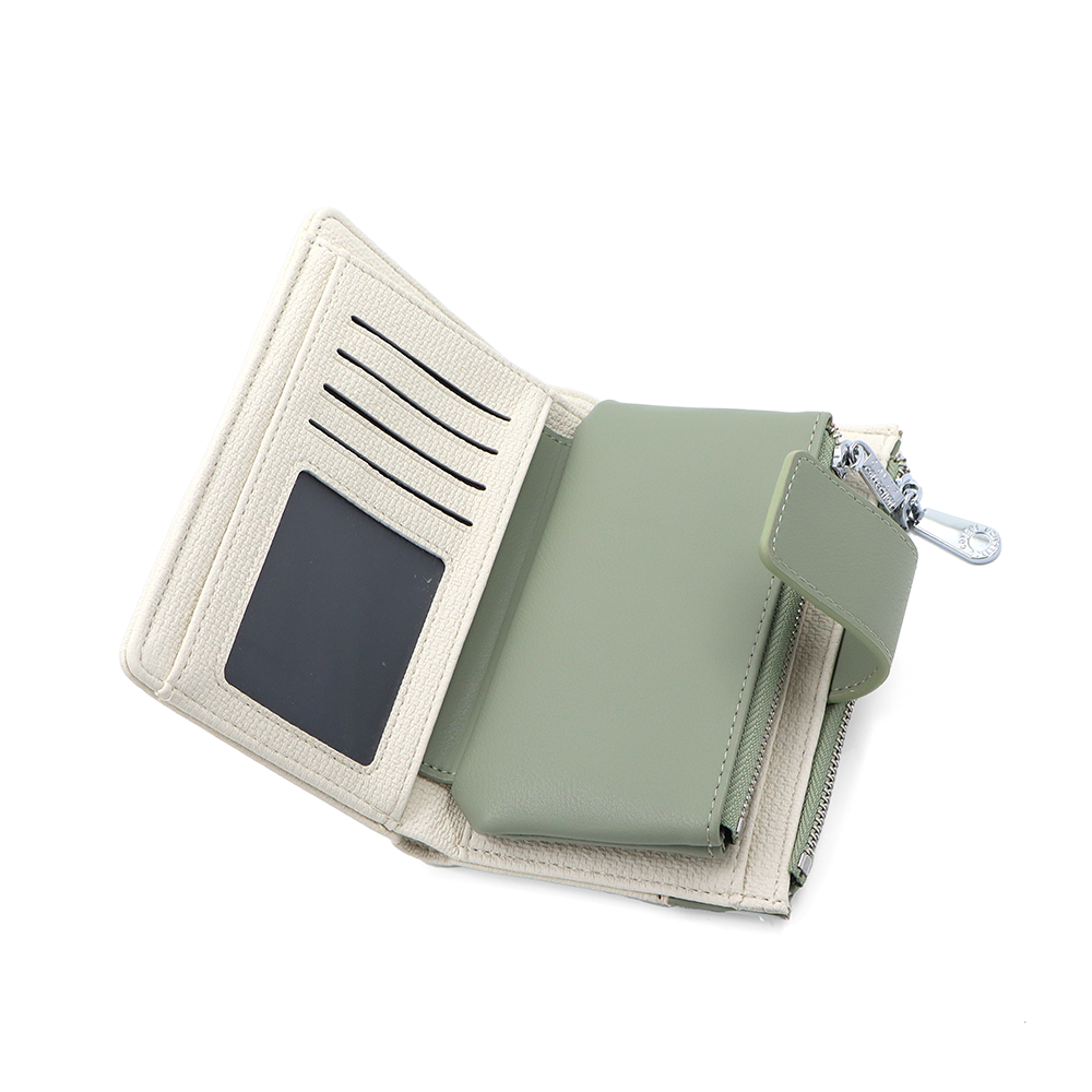 Női pénztárca sok rekesszel – bézs/zöld