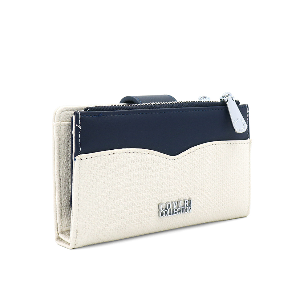 Női pénztárca sok rekesszel – bézs/sötétkék