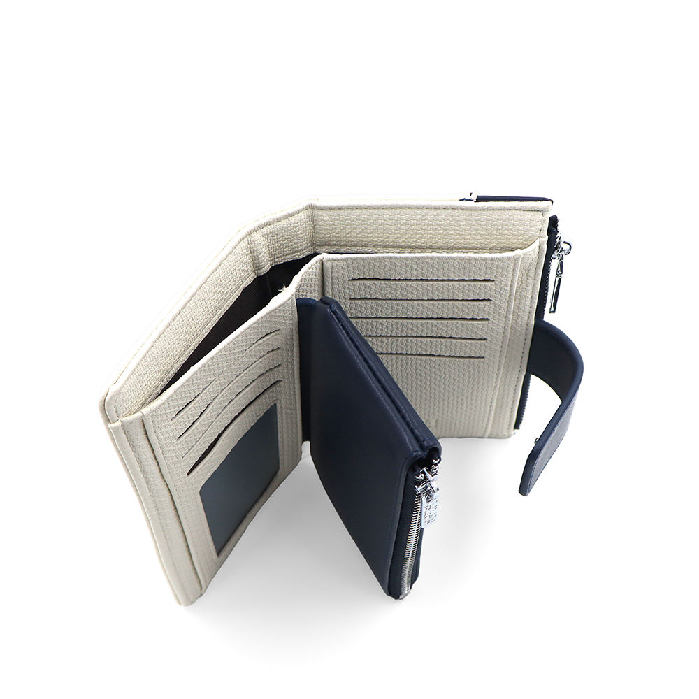 Női pénztárca sok rekesszel – bézs/sötétkék