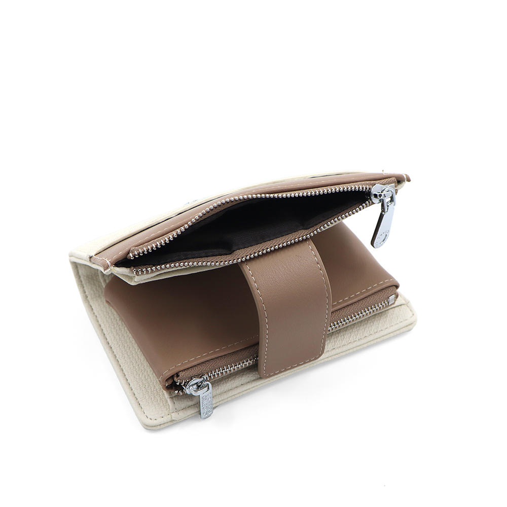 Női pénztárca sok rekesszel – bézs/világosbarna