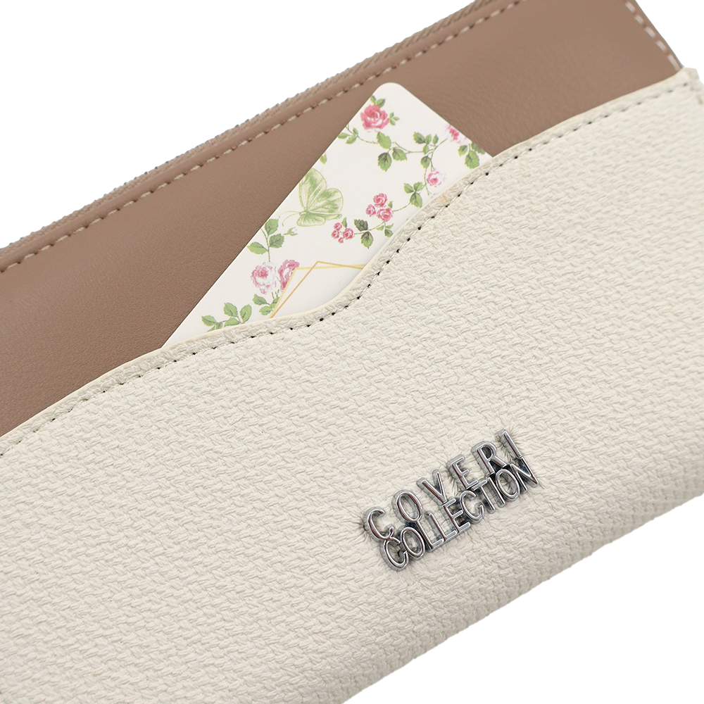 Női pénztárca sok rekesszel – bézs/világosbarna