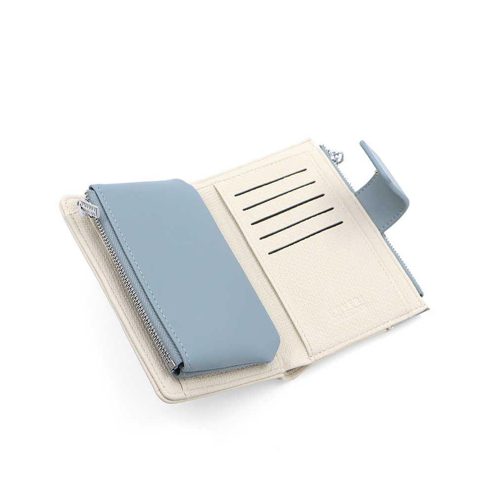 Női pénztárca sok rekesszel – bézs/kék