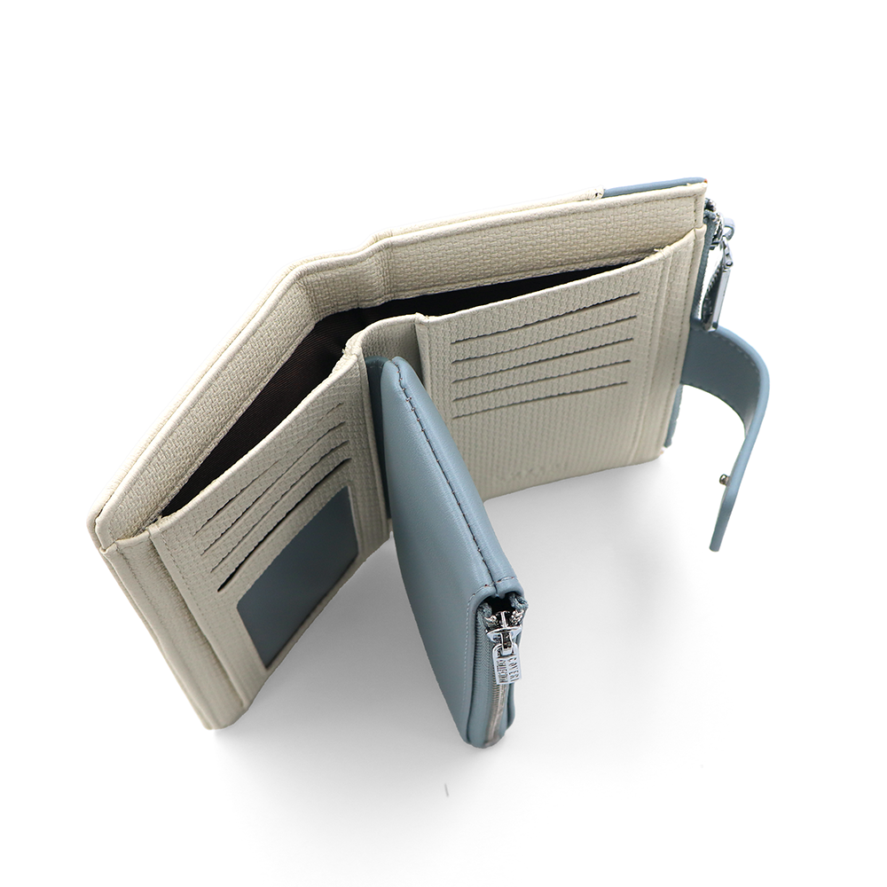 Női pénztárca sok rekesszel – bézs/kék