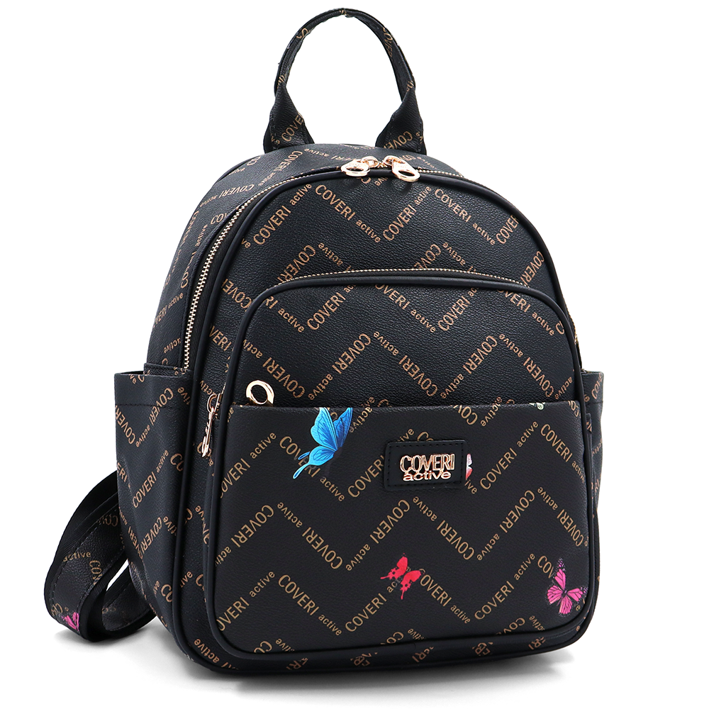 Női hátizsák mintás – fekete