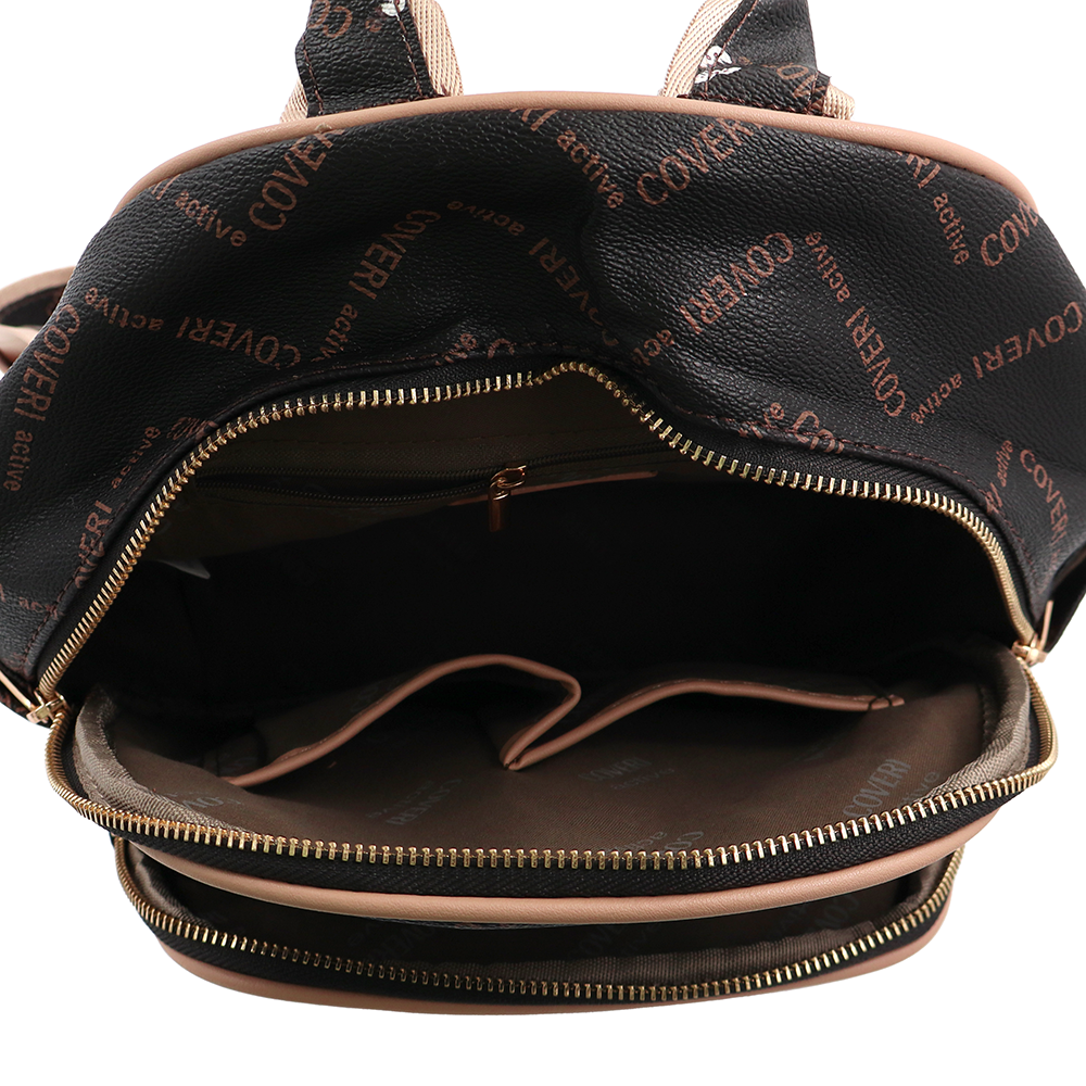 Női hátizsák mintás – sötétbarna