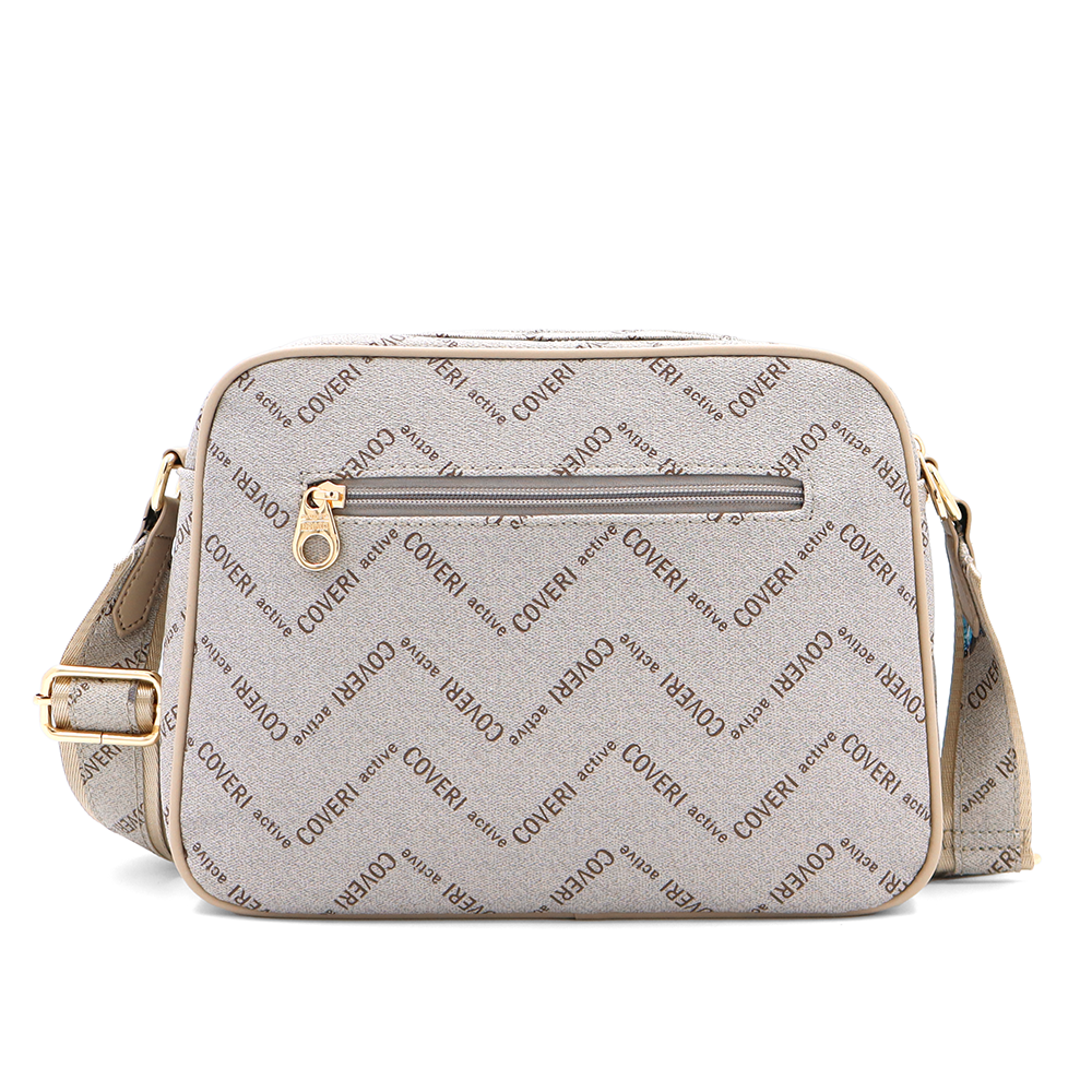 Női válltáska két rekesszel és mintával – világosbarna