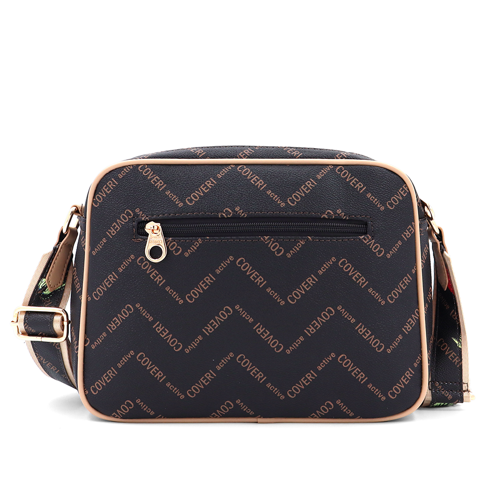 Női válltáska két rekesszel és mintával – sötétbarna