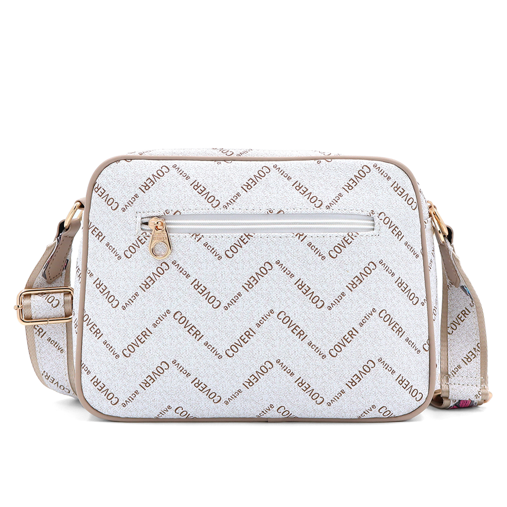 Női válltáska két rekesszel és mintával – bézs