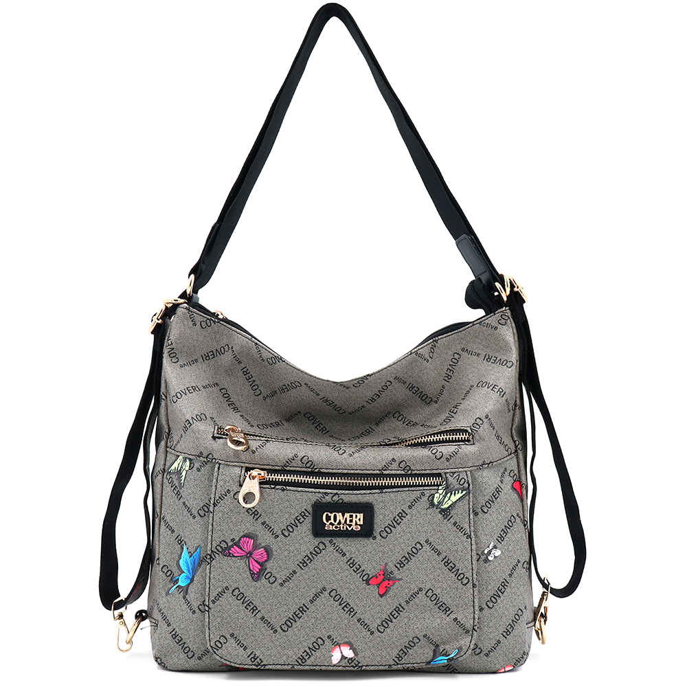 2 az 1-ben – Táska és hátizsák mintás – szürke