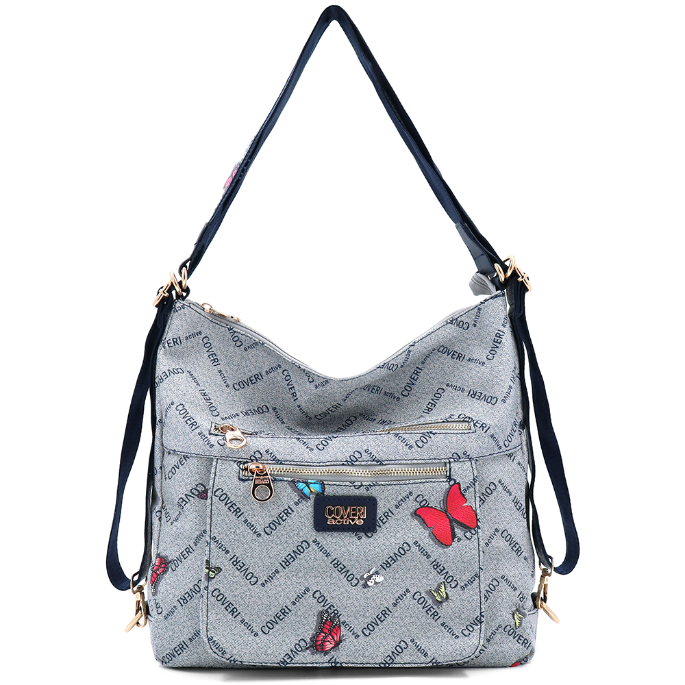 2 az 1-ben – Táska és hátizsák mintás – kék