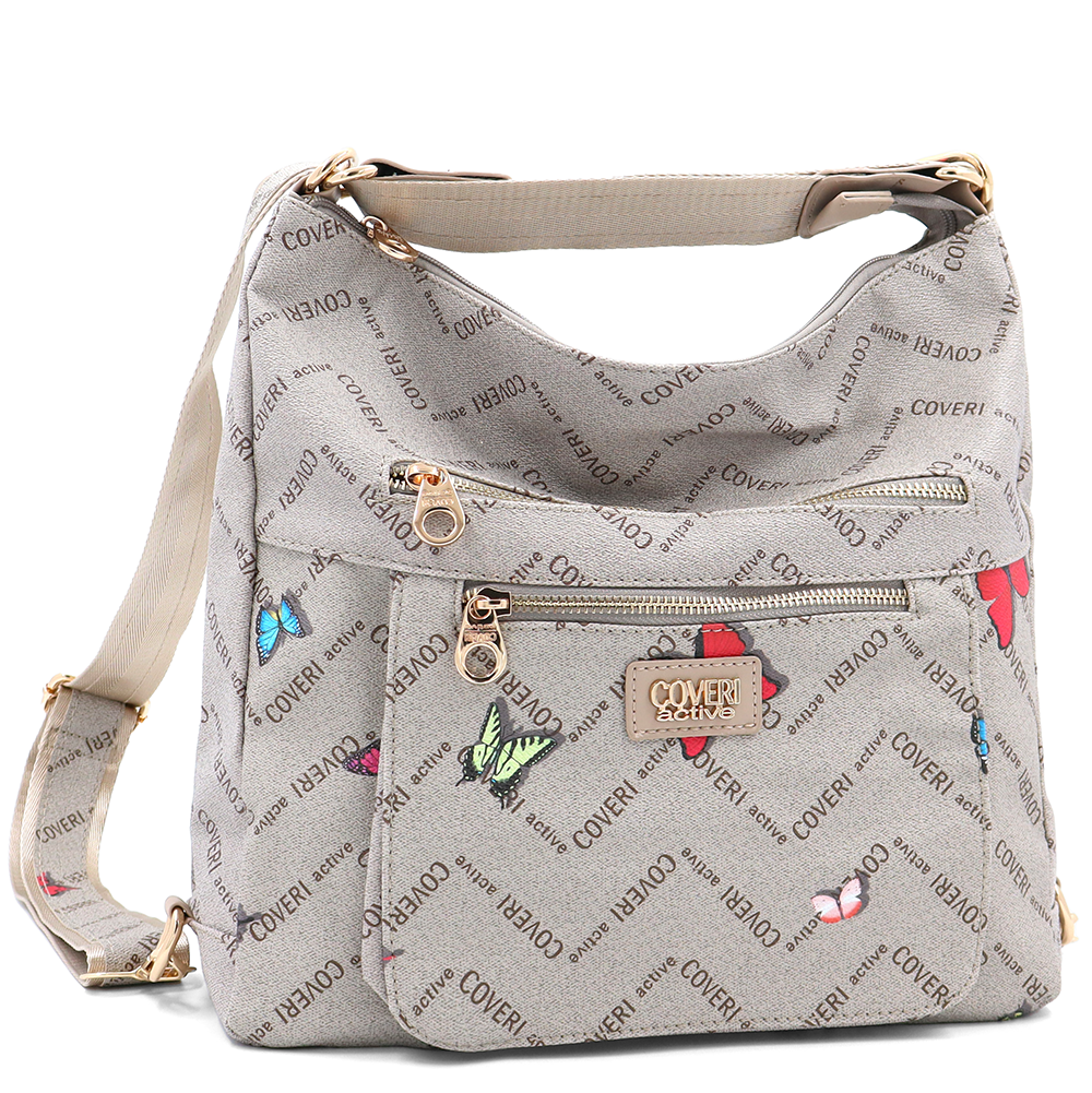 2 az 1-ben – Táska és hátizsák mintás – világosbarna