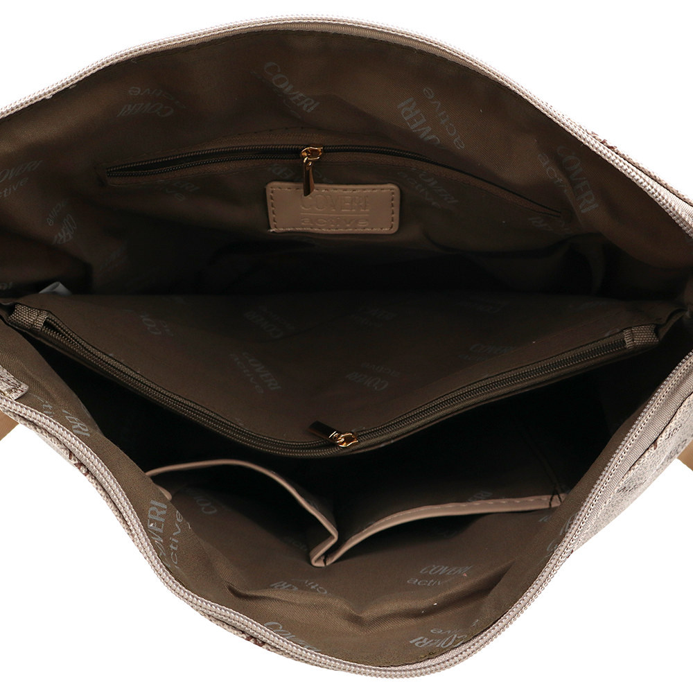 2 az 1-ben – Táska és hátizsák mintás – világosbarna