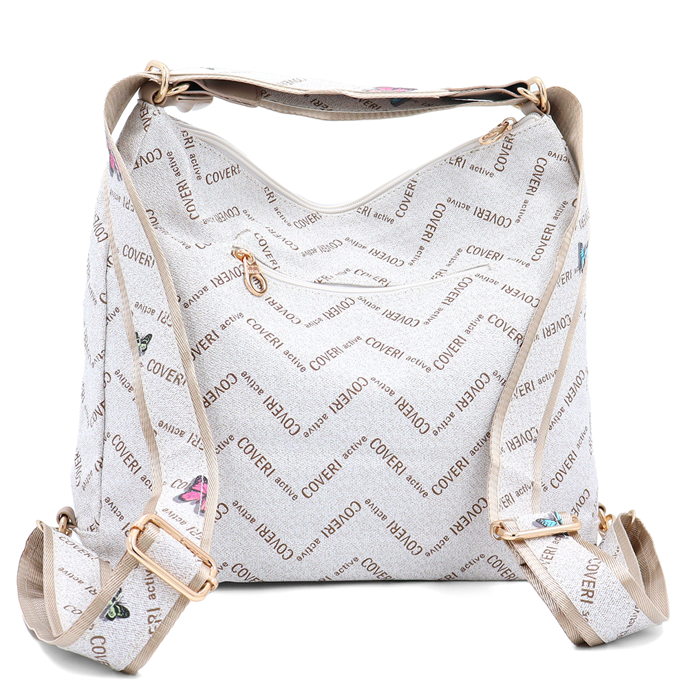 2 az 1-ben – Táska és hátizsák mintás – bézs