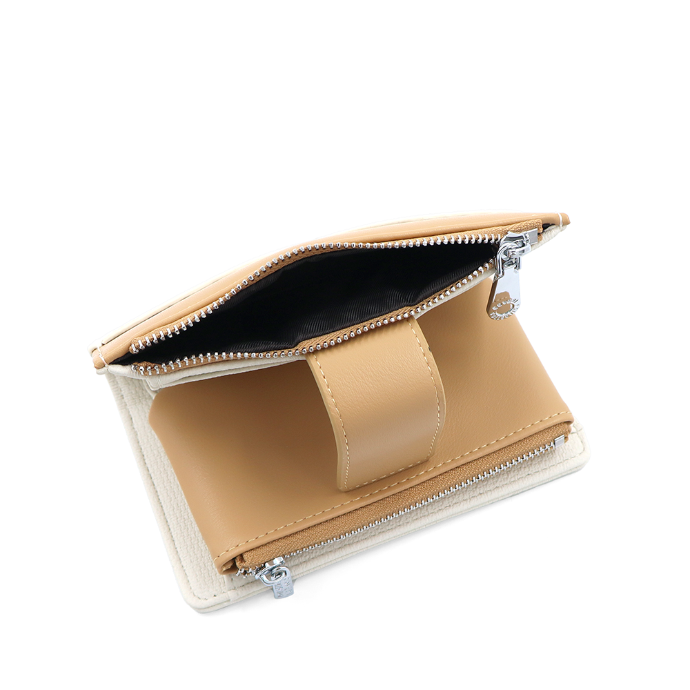 Női pénztárca sok rekesszel – bézs/mustársárga