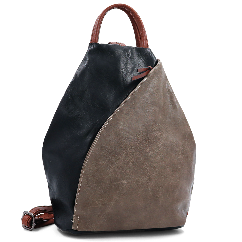 Női hátizsák titkos záródással - fekete/világosbarna