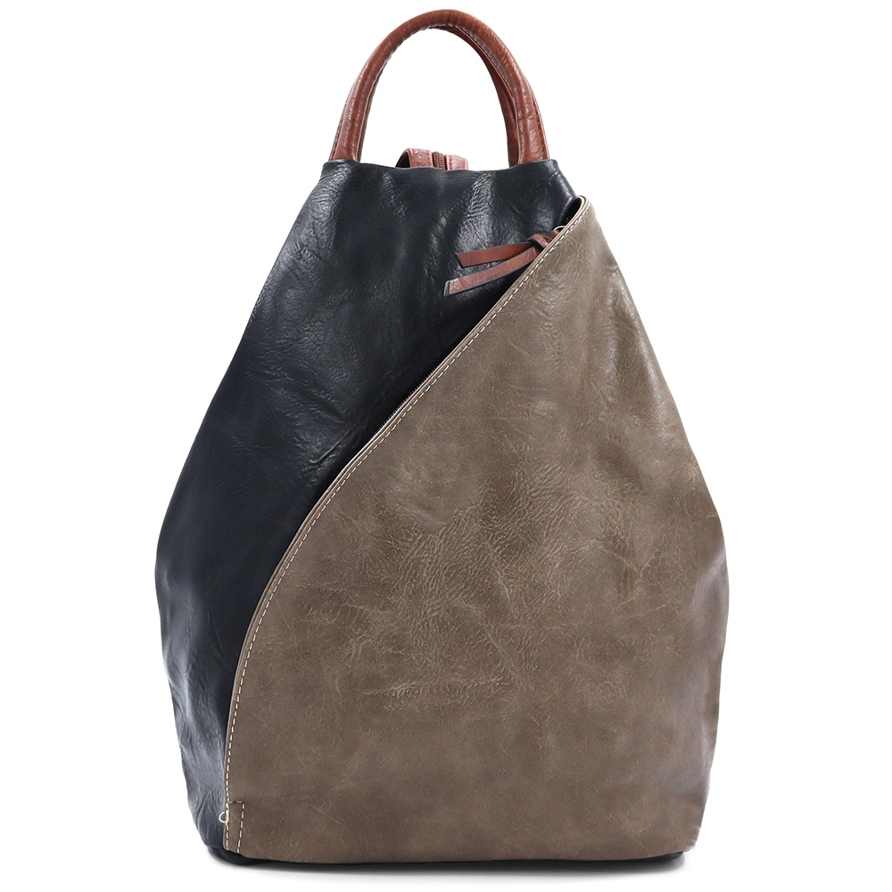 Női hátizsák titkos záródással - fekete/világosbarna