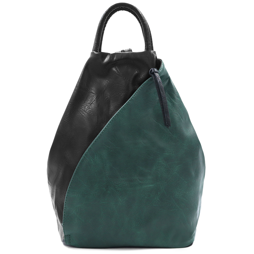 Női hátizsák titkos záródással - fekete/zöld