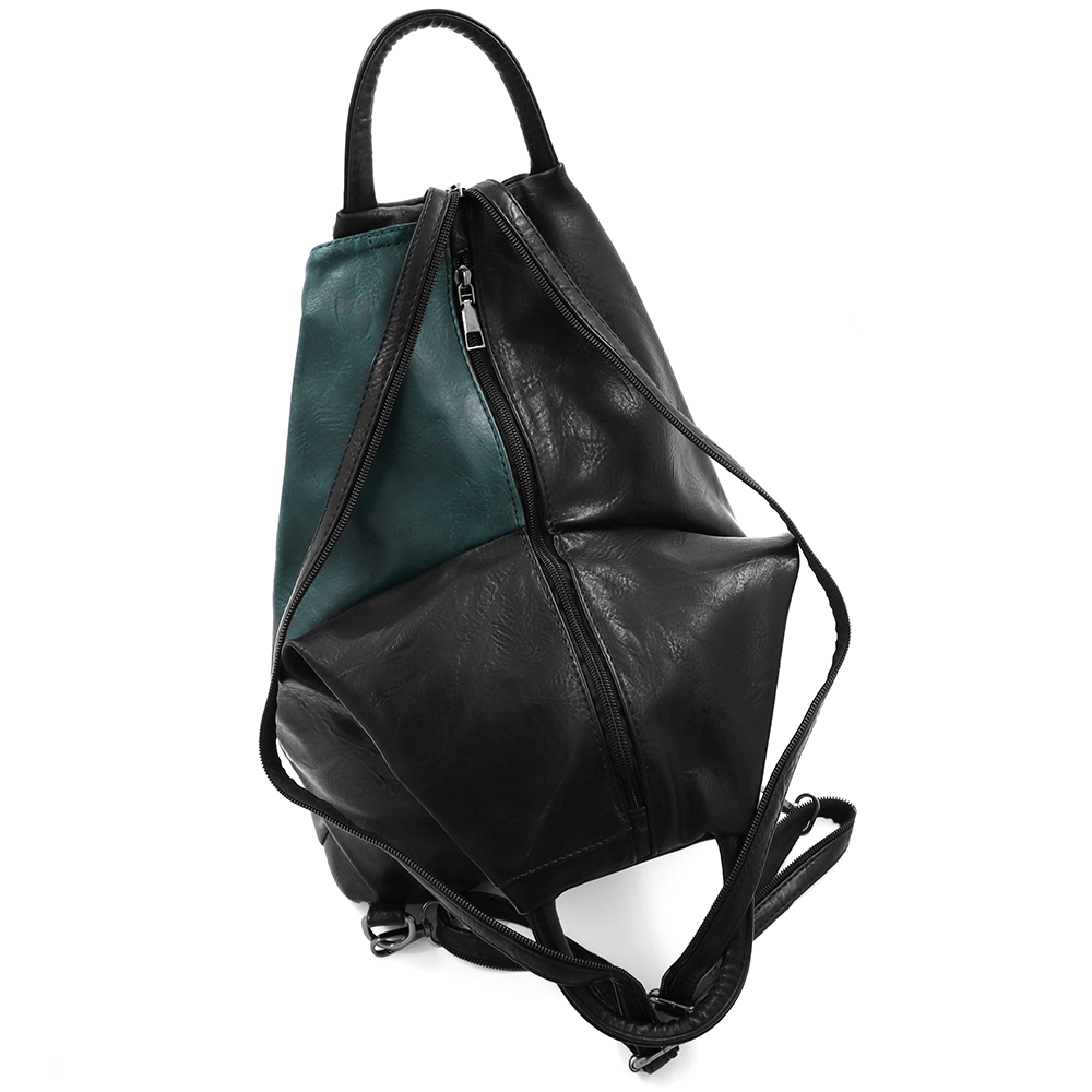 Női hátizsák titkos záródással - fekete/zöld