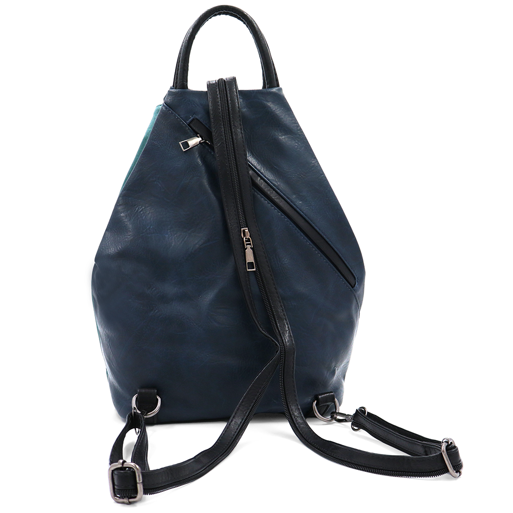 Női hátizsák titkos záródással - sötétkék/türkiz
