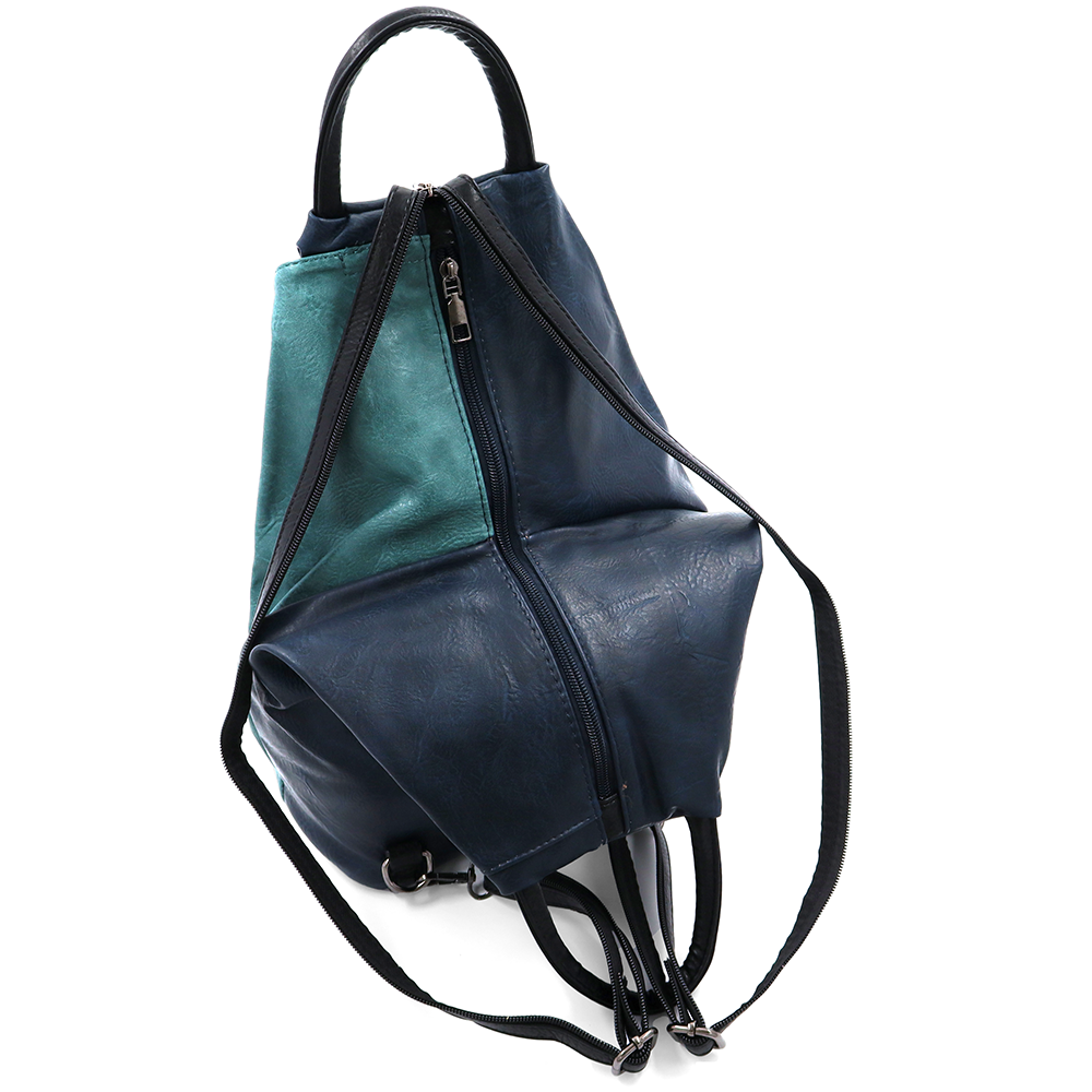 Női hátizsák titkos záródással - sötétkék/türkiz