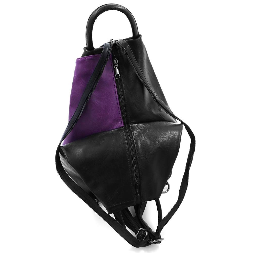 Női hátizsák titkos záródással - fekete/lila