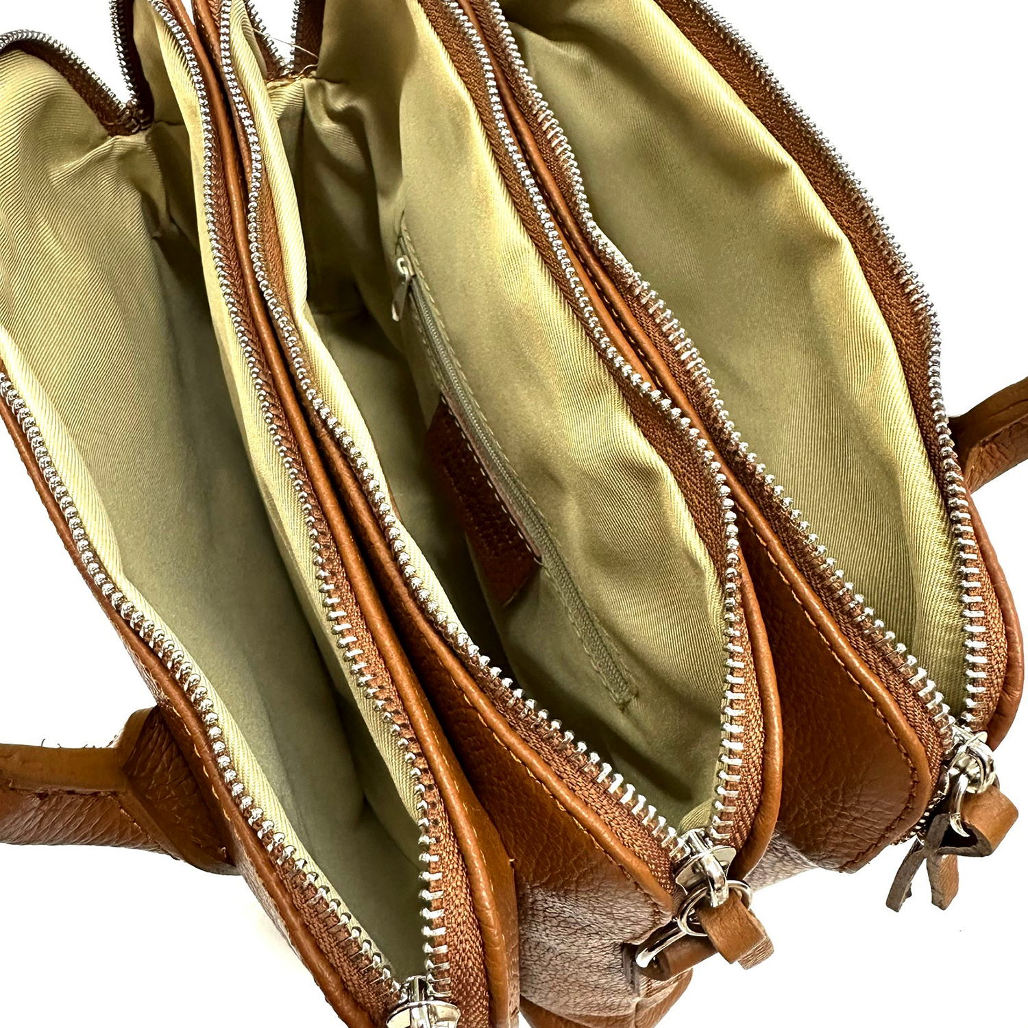 Háromrekeszes női táska természetes bőrből – bordó