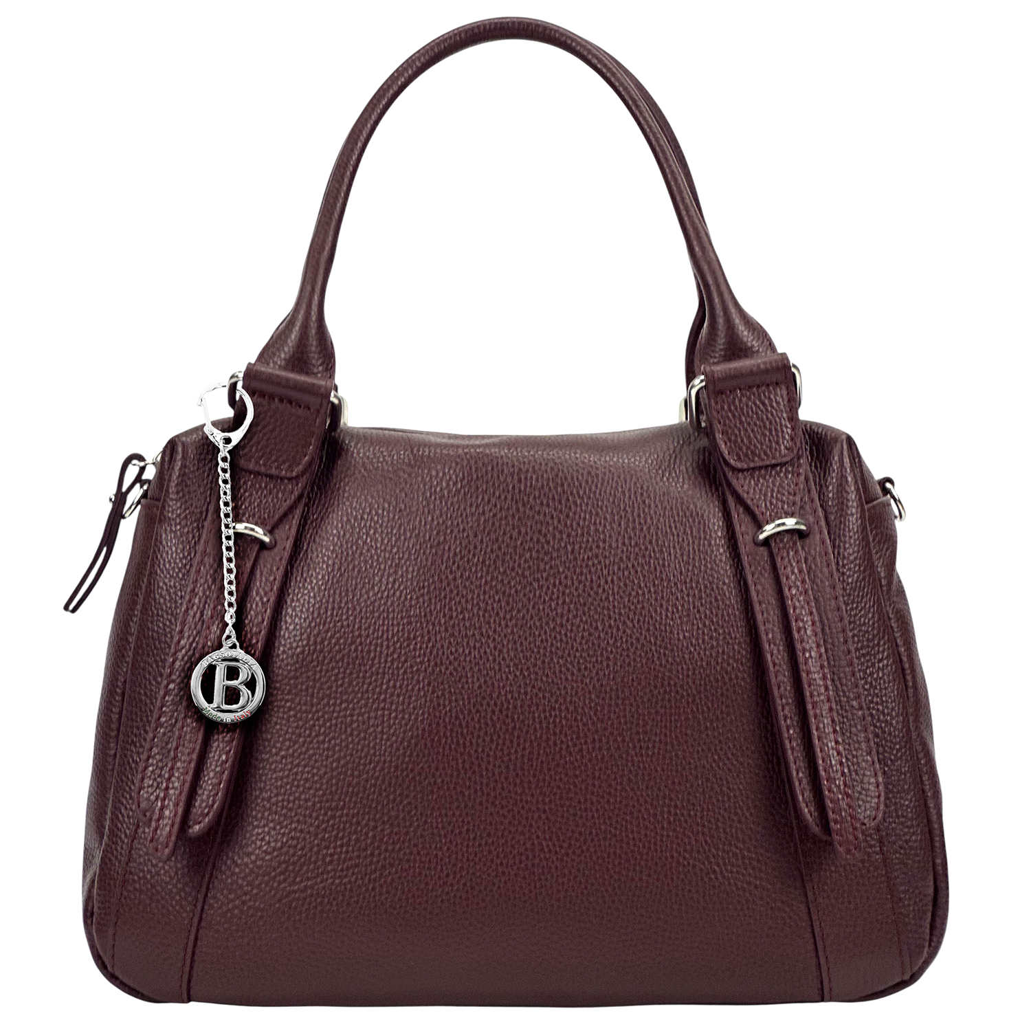 Nagy méretű női táska természetes bőrből – bordó