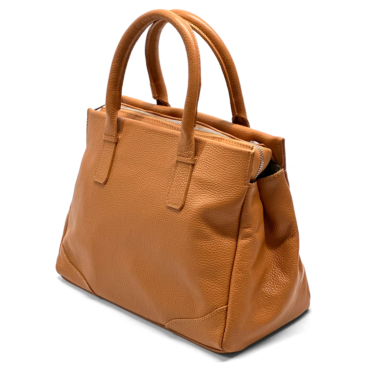 Női táska, természetes bőrből – téglabarna