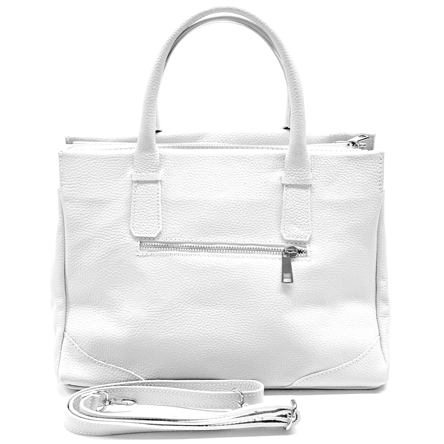 Női táska, természetes bőrből – fehér