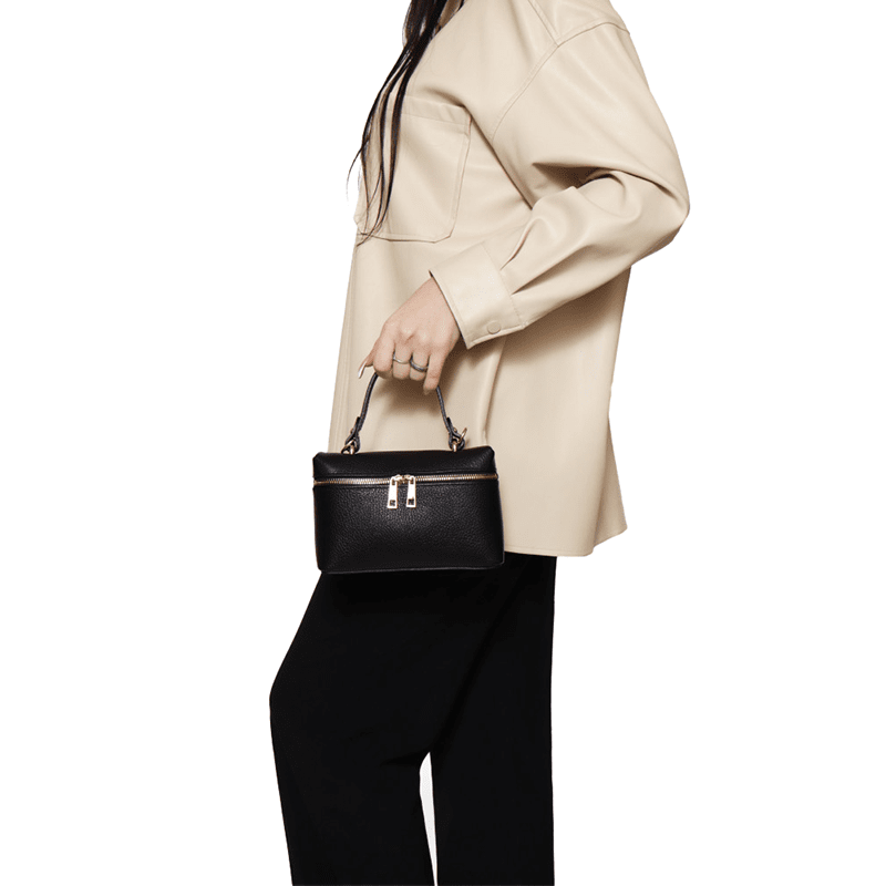 Kis válltáska természetes bőrből Azalea - fekete