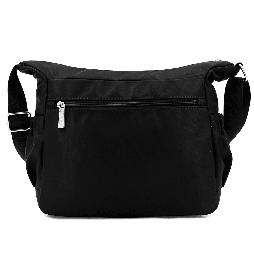 Női válltáska szövetből, sok zsebbel - fekete