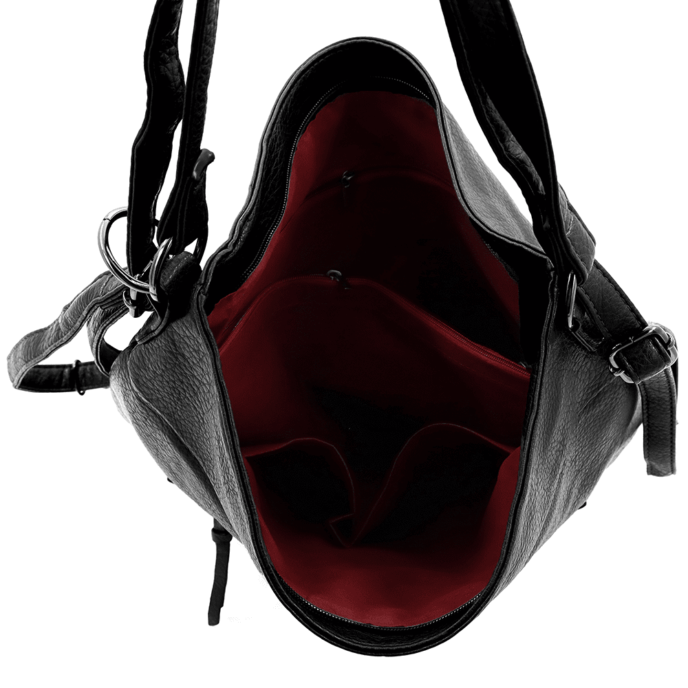 2 az 1-ben - Nagy táska és hátizsák Lora - fekete