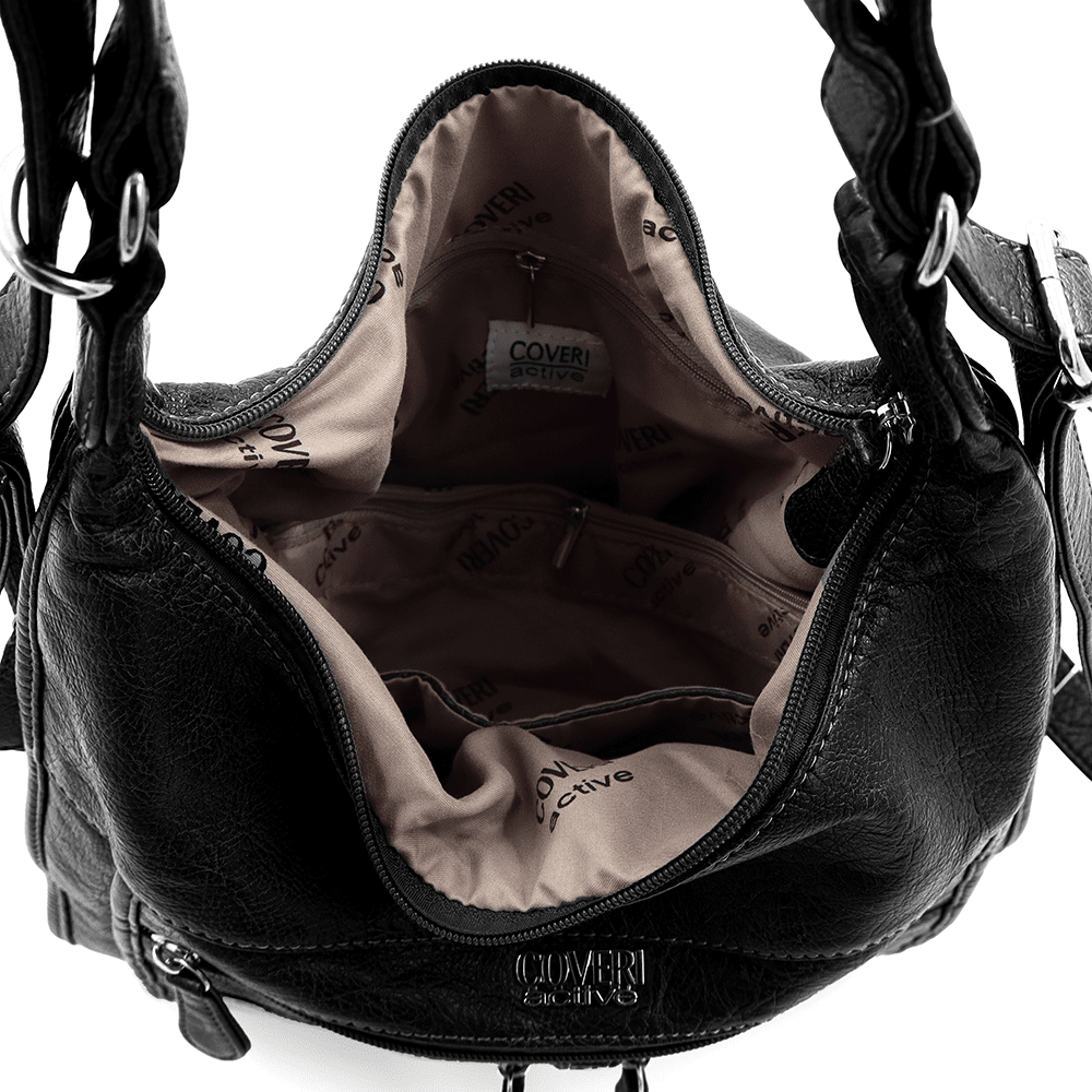 2 az 1-ben - Táska és hátizsák sok zsebbel Rubi - fekete