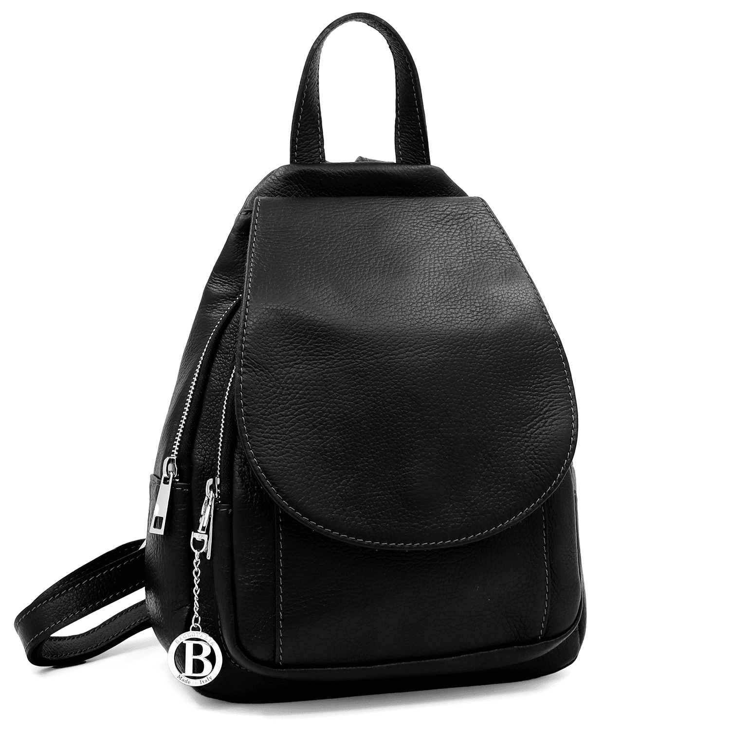 Női hátizsák természetes bőrből - fekete