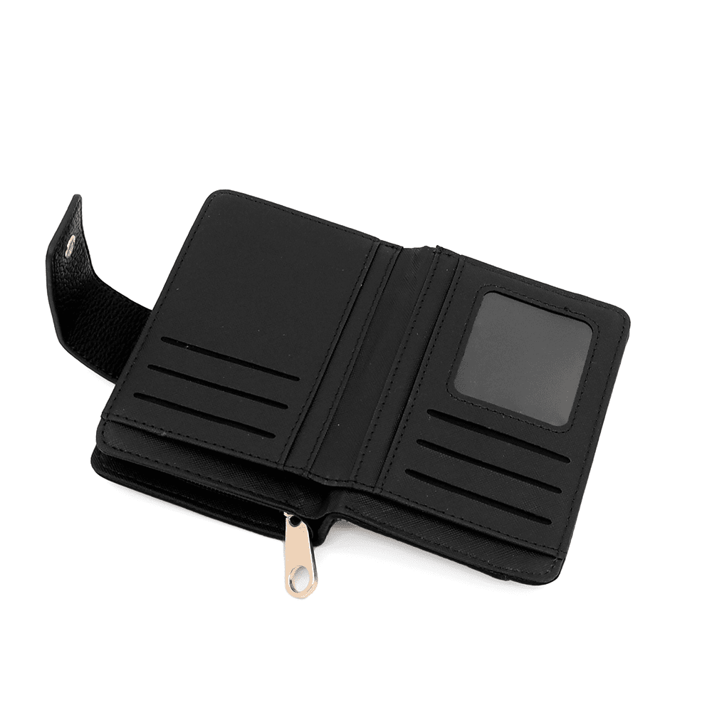 Női pénztárca levehető kártyatartóval - fekete